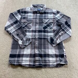 LA Police Gear Vanguard Flannel Shirt Mens Medium Grey Black Plaid Snap Front